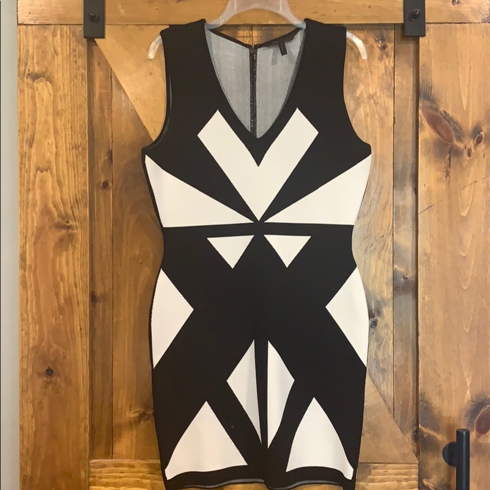 Black & White Geometric Sheath Dress - Women
